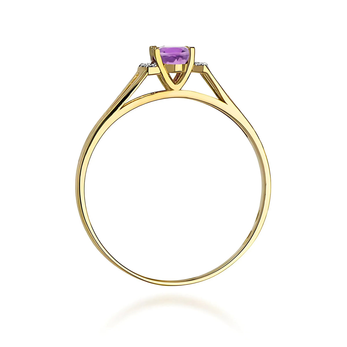 zlatý prsten s 0,40 ct ametystem a 0,052 ct diamanty w0005-amv-01