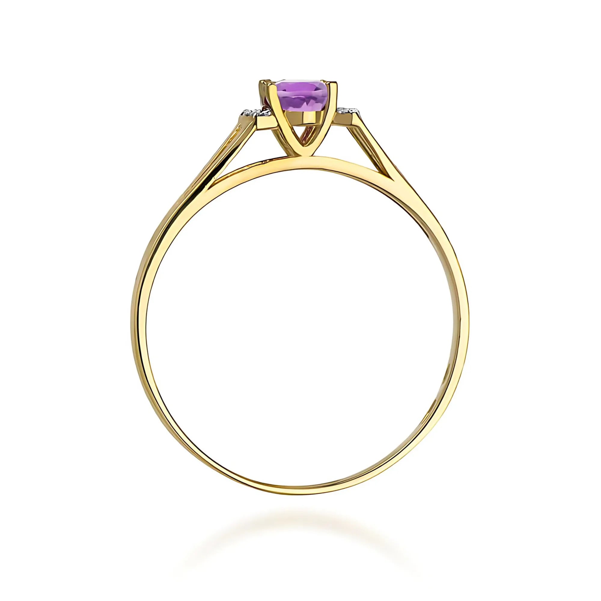 zlatý prsten s 0,40 ct ametystem a 0,052 ct diamanty w0005-amv-01