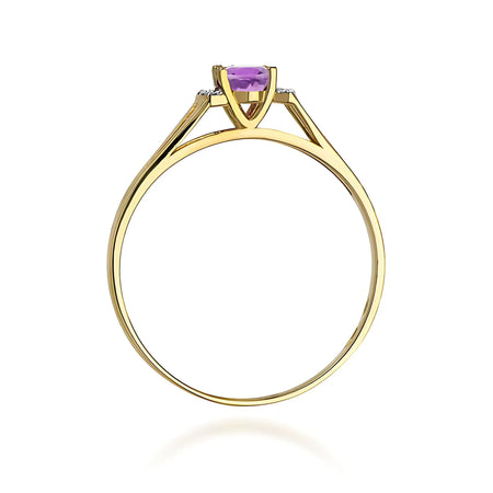 zlatý prsten s 0,40 ct ametystem a 0,052 ct diamanty w0005-amv-01