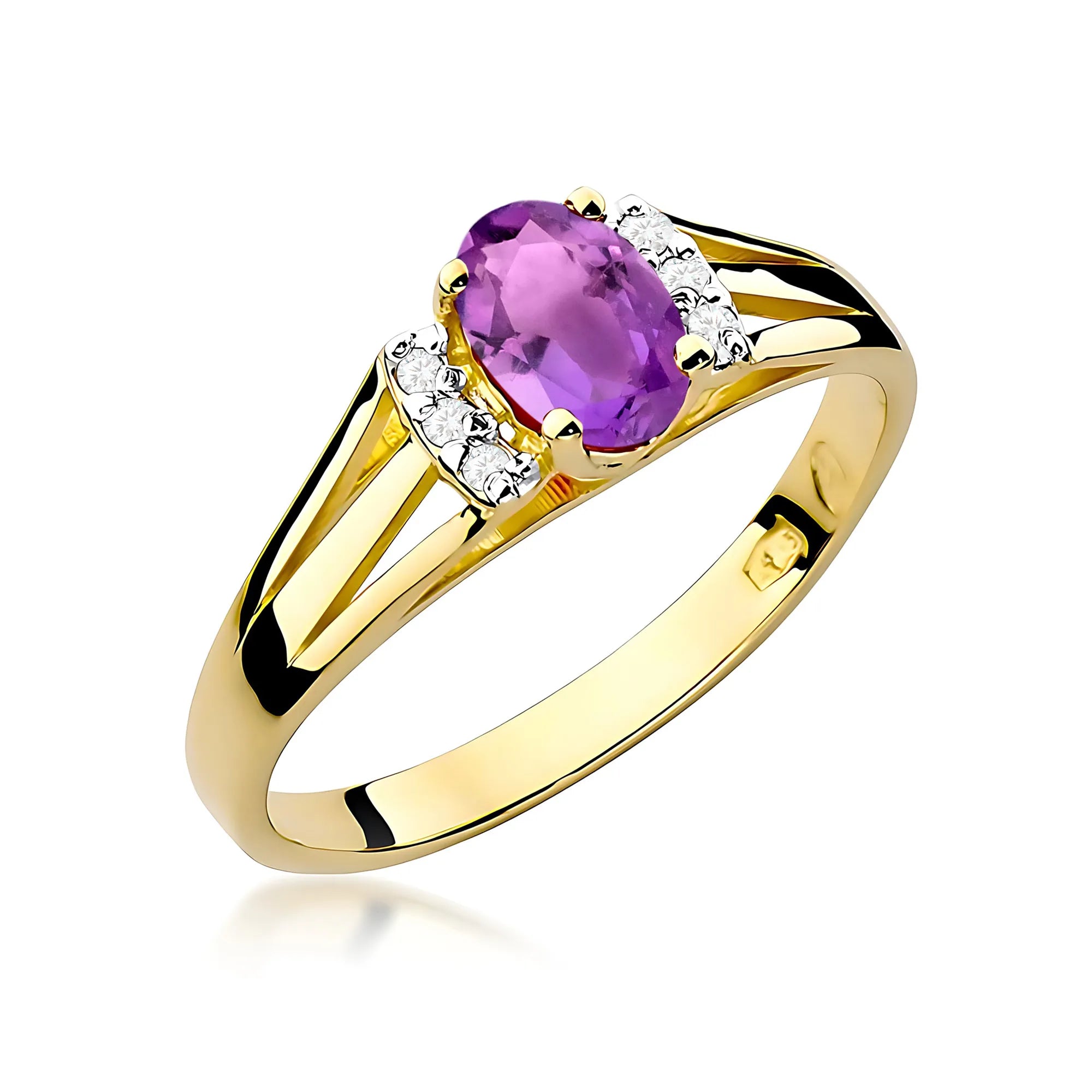 zlatý prsten s 0,40 ct ametystem a 0,052 ct diamanty w0005-amv-01