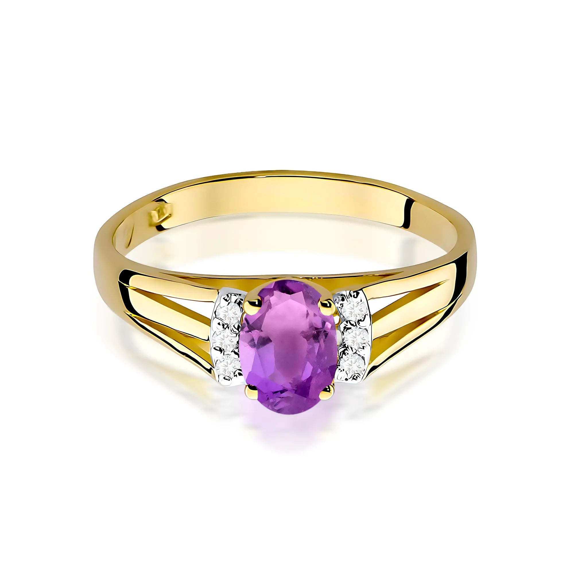 zlatý prsten s 0,40 ct ametystem a 0,052 ct diamanty w0005-amv-01