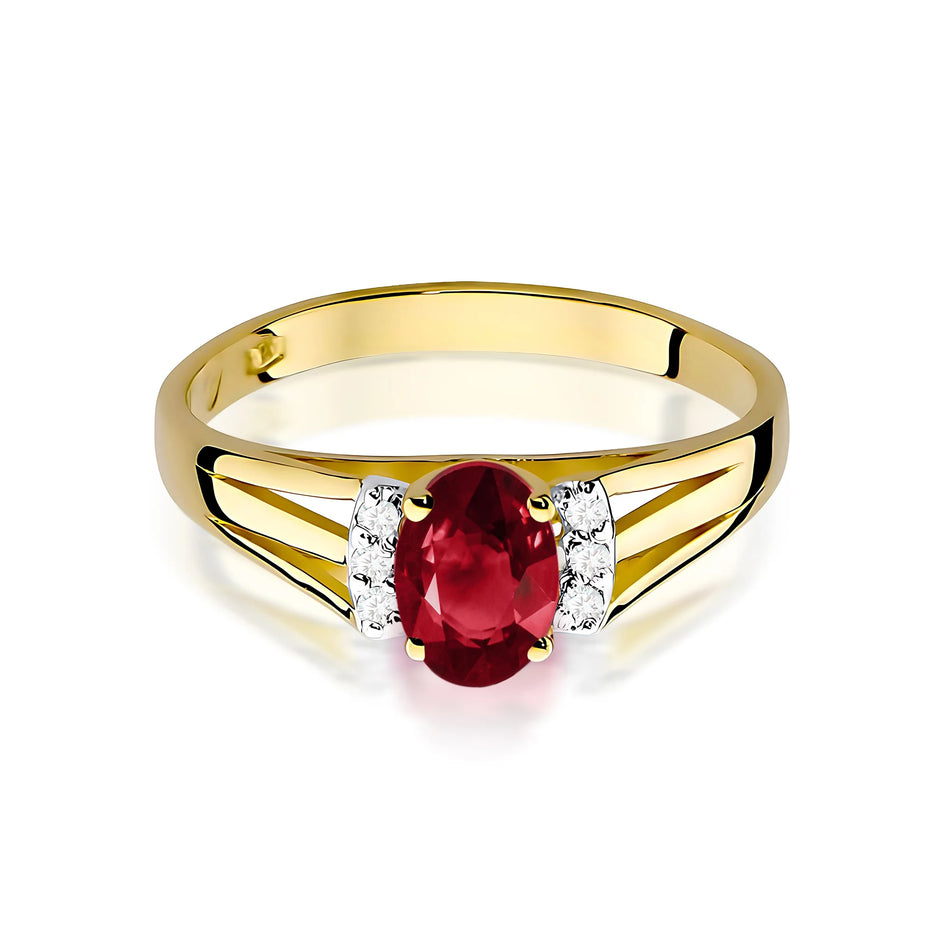 14k (585) Gold Ring | 0.50ct Garnet and 0.052ct Diamonds | GREMARI Jewelry
