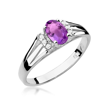 zlatý prsten s 0,40 ct ametystem a 0,052 ct diamanty w0005-amv-01