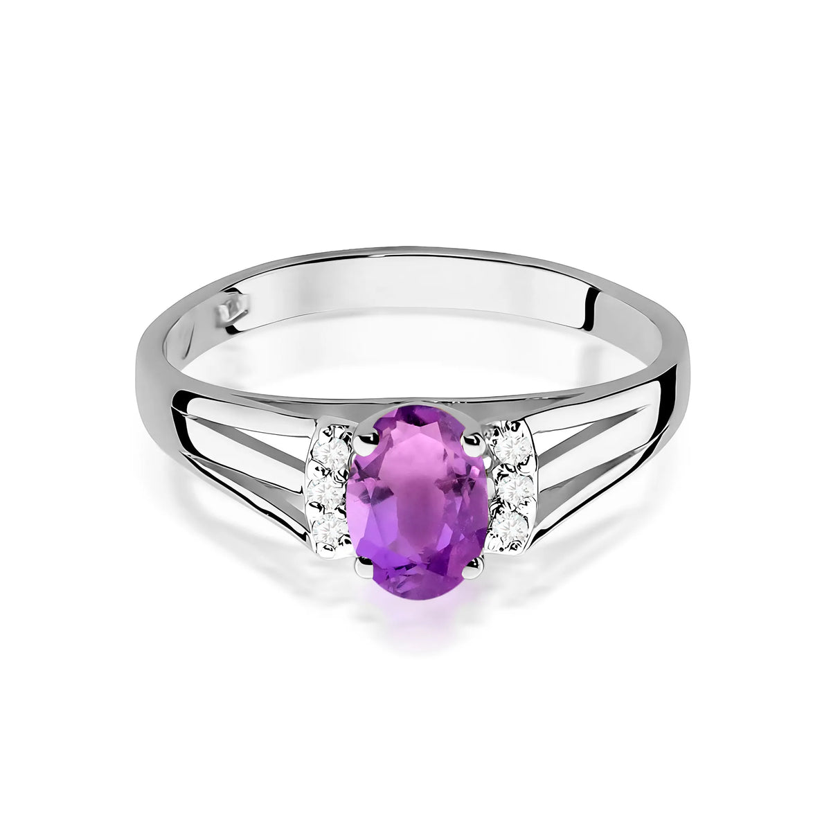 zlatý prsten s 0,40 ct ametystem a 0,052 ct diamanty w0005-amv-01