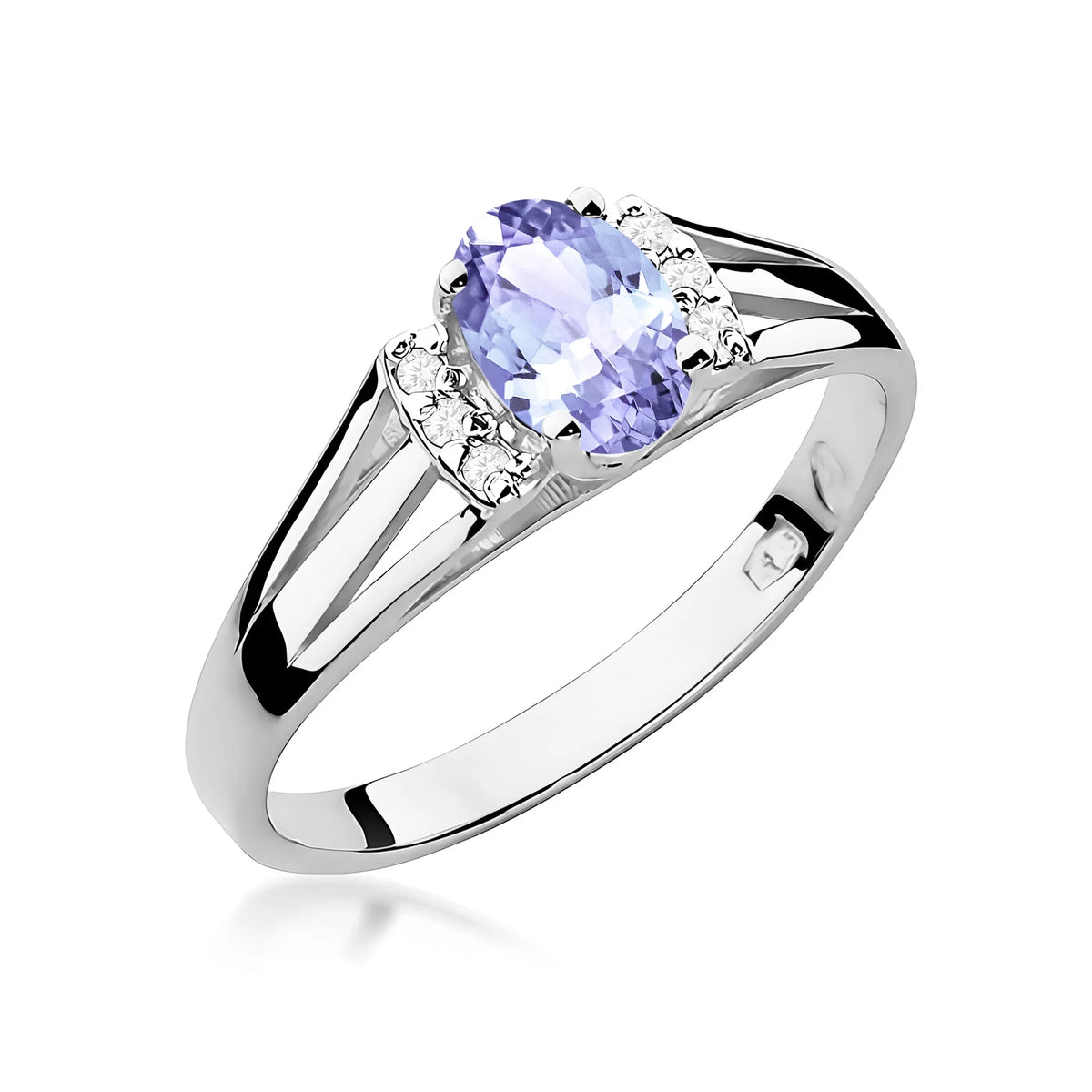14k (585) White Gold Ring | 0.40ct Tansanit and 0.052ct Diamonds | GREMARI Jewelry