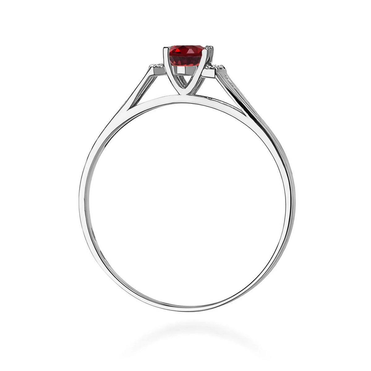 14k (585) White Gold Ring | 0.50ct Garnet and 0.052ct Diamonds | GREMARI Jewelry