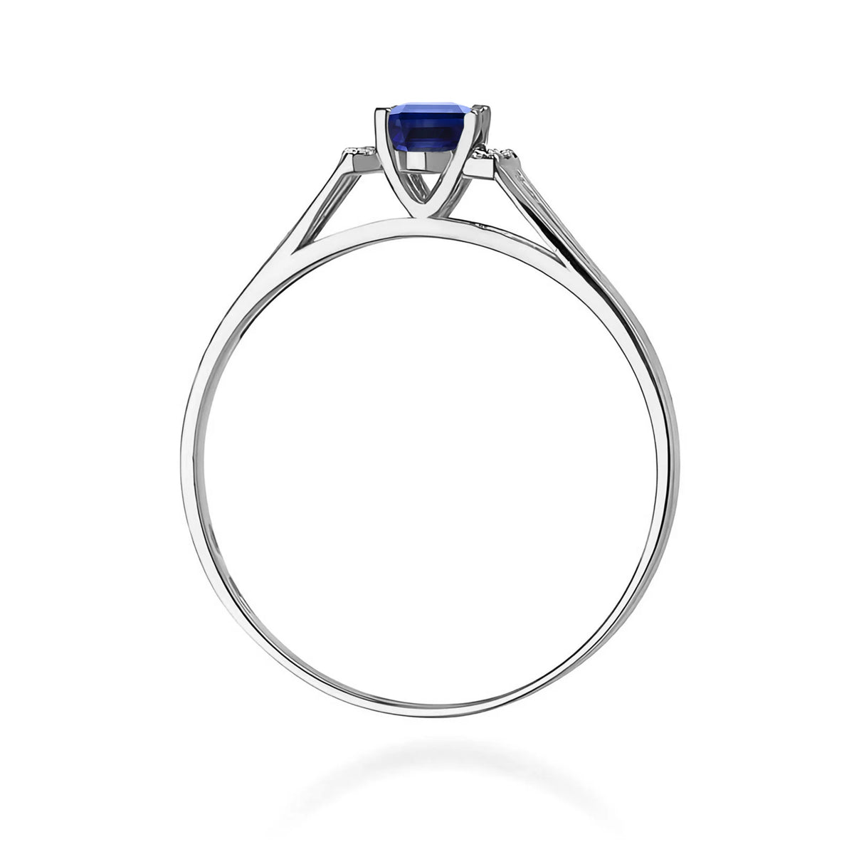 14k (585) White Gold Ring | 0.70ct Sapphire and 0.052ct Diamonds | GREMARI Jewelry