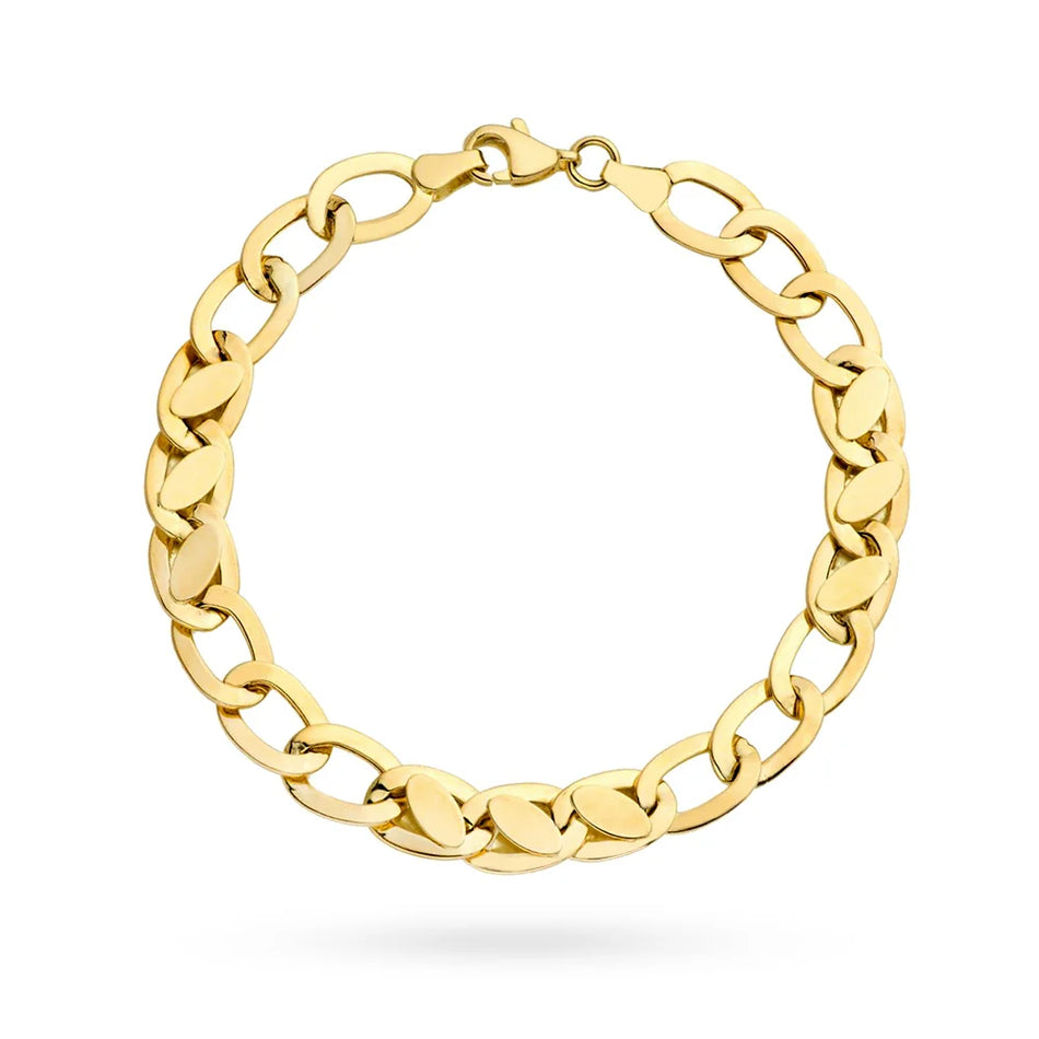 Náramek ze 14karátového zlata (585) | Jedinečné proplétání, oválné duté a plné články | Výjimečné jemné šperky
