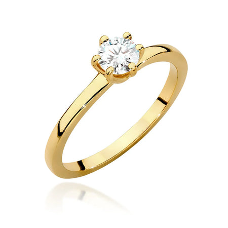 Prsten ze žlutého zlata 14k (585) s diamantem 0,40 ct. Skvělý jako dárek.