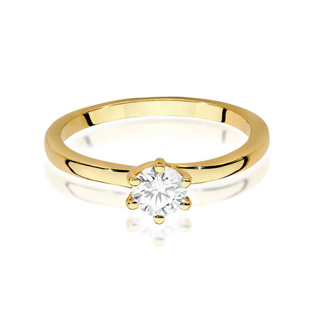 Prsten ze žlutého zlata 14k (585) s diamantem 0,40 ct. Skvělý jako dárek.
