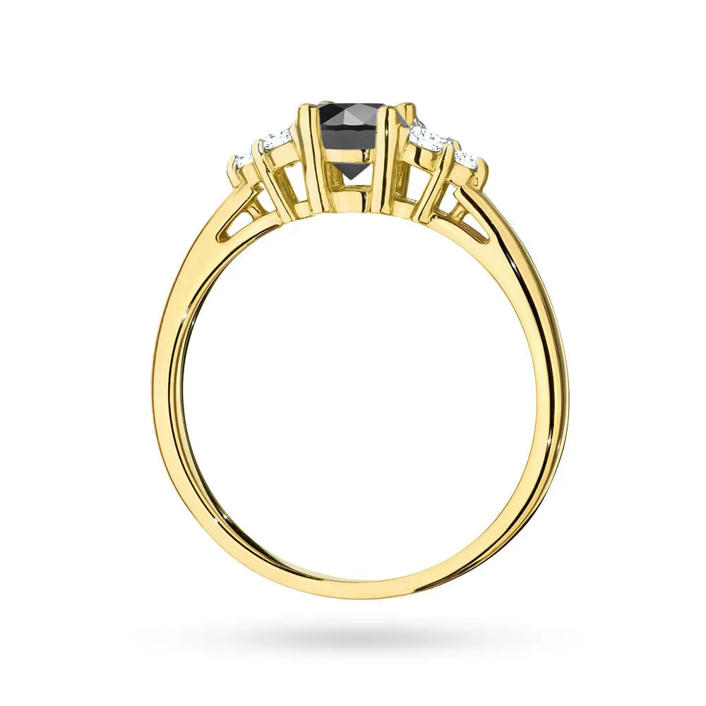 Gold 14k(585) ring with 0,50ct black diamond with 6 diamonds. Perfect for a gift.