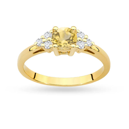 Gold 14k(585) ring with 0,50ct citrin with 6 diamonds. Perfect for a gift.