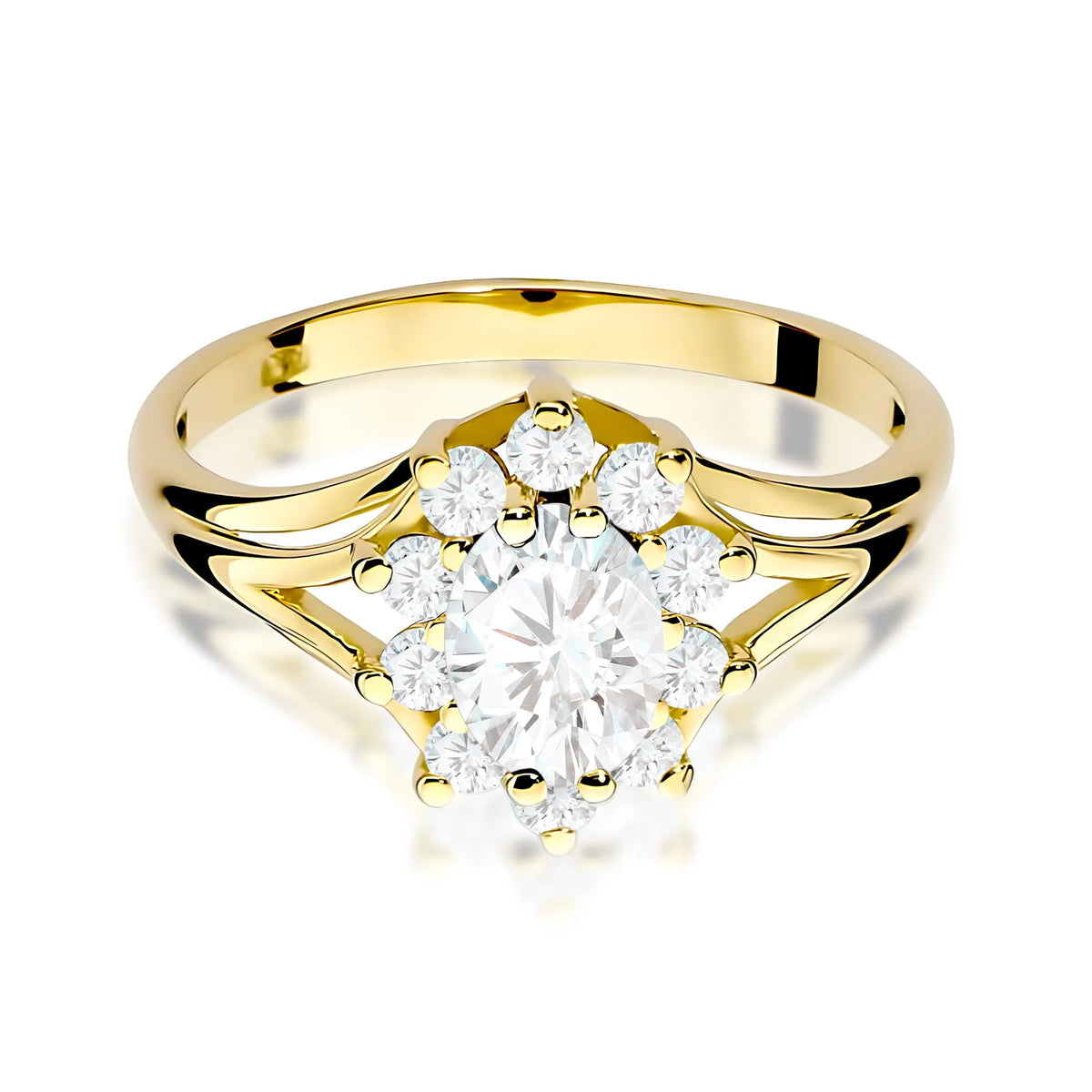 Prsten ze žlutého zlata 14k (585) s laboratorně vypěstovanými diamanty o hmotnosti 0,70 ct a 0,30 ct. Ideální jako dárek.