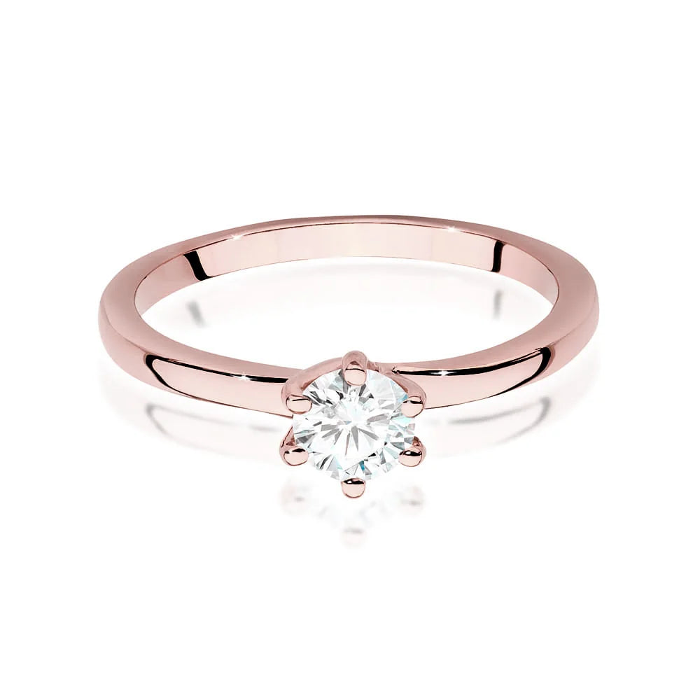 Prsten z růžového zlata 14k(585) s diamantem 0,40 ct. Ideální jako dárek.