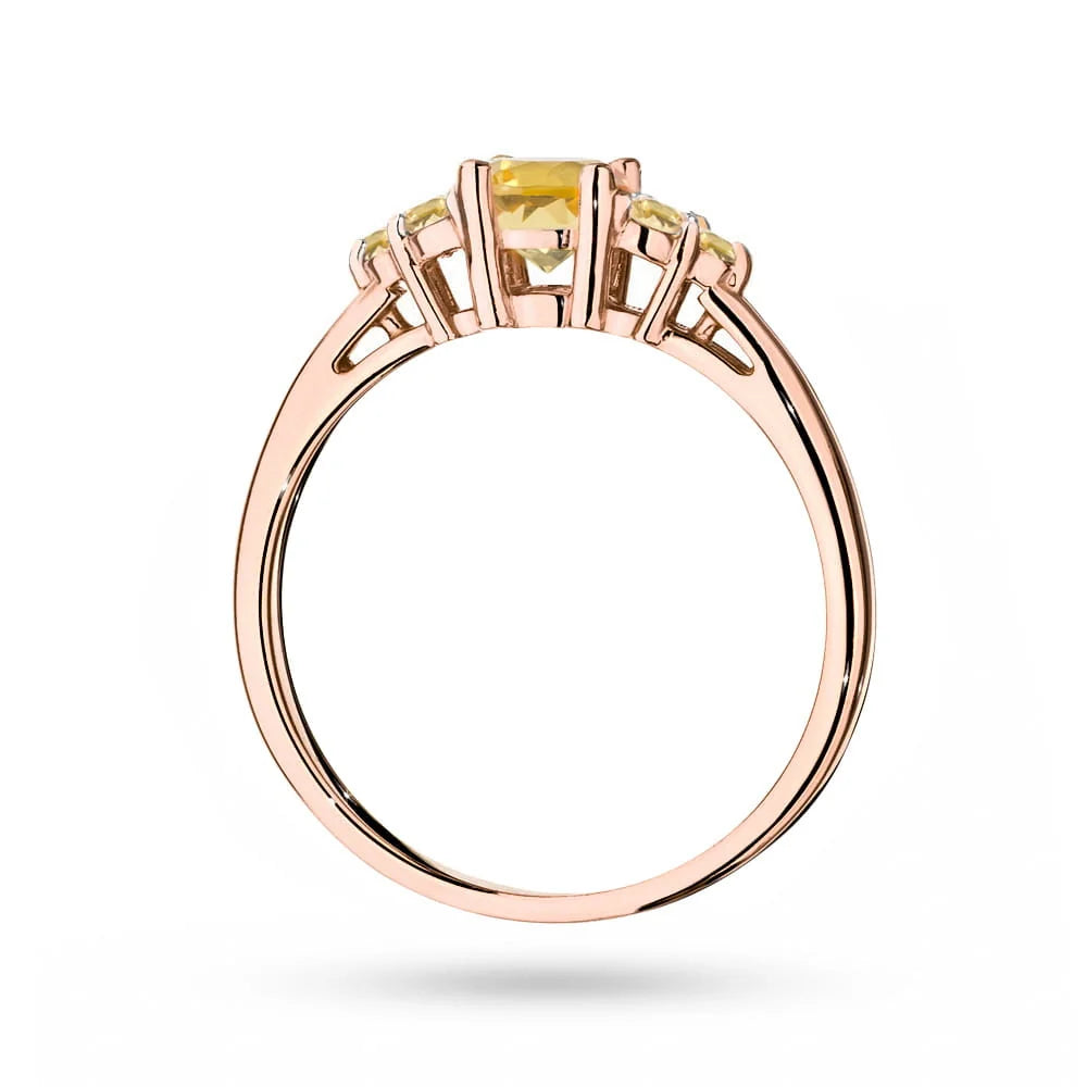 Rose Gold 14k(585) ring with 0,50ct citrin with 6 bronze diamonds. Perfect for a gift.