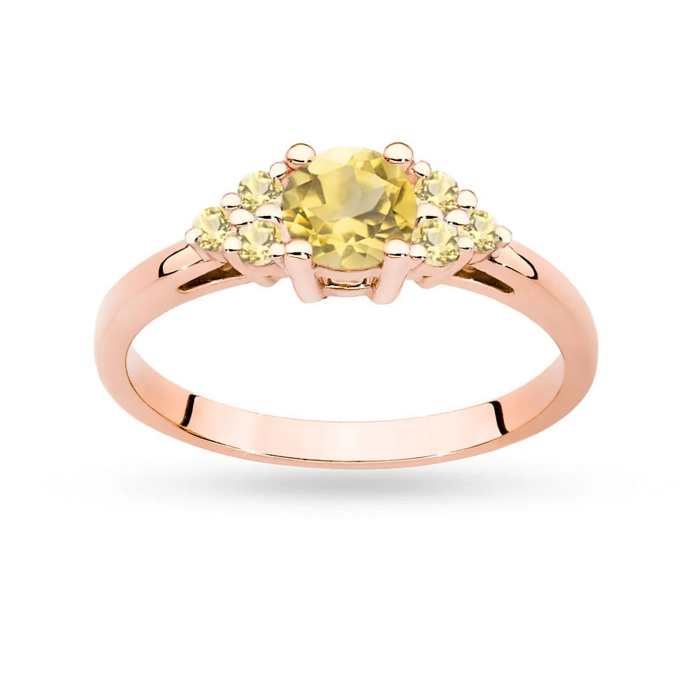 Rose Gold 14k(585) ring with 0,50ct citrin with 6 bronze diamonds. Perfect for a gift.
