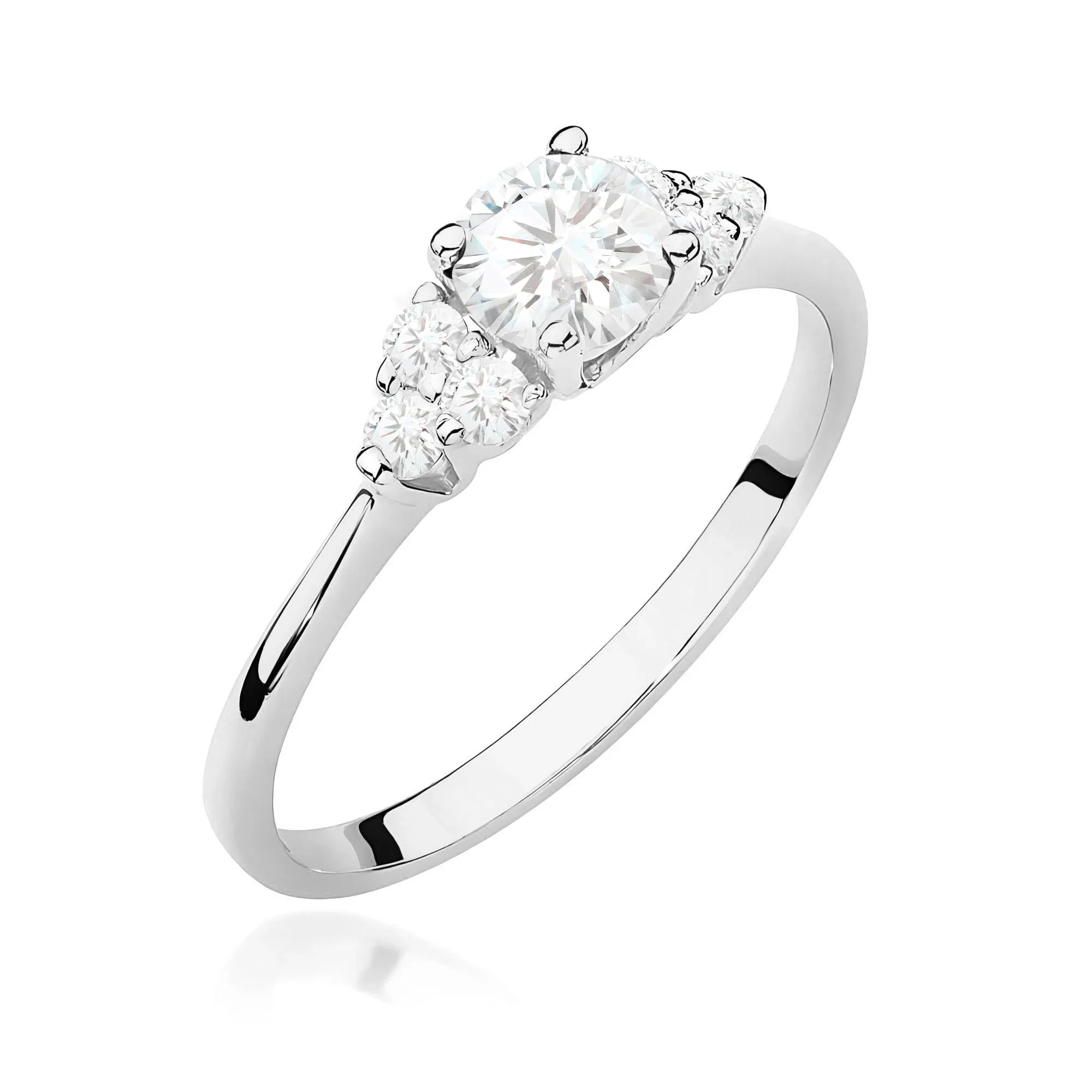 14k White Gold (585) Ring | 0.50ct & 0.18ct Lab Diamonds | Jewelry Gift