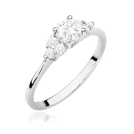14k White Gold (585) Ring | 0.50ct & 0.18ct Lab Diamonds | Jewelry Gift
