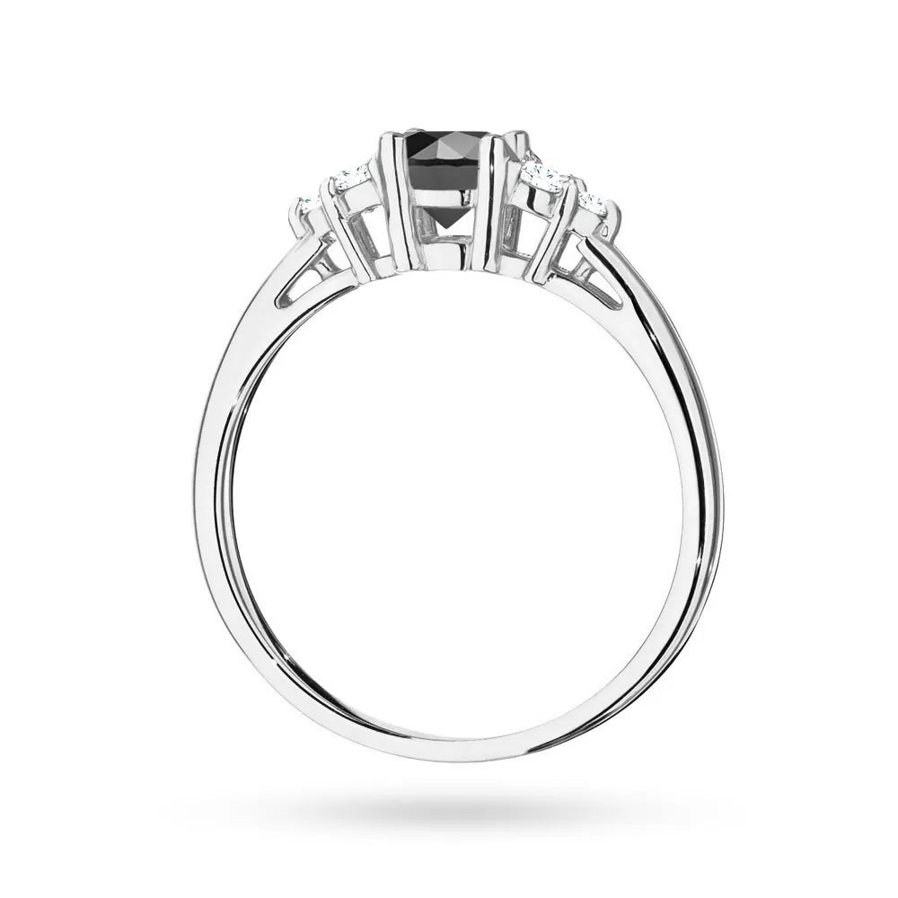 White Gold 14k(585) ring with 0,50ct black diamond with 6 diamonds. Perfect for a gift.