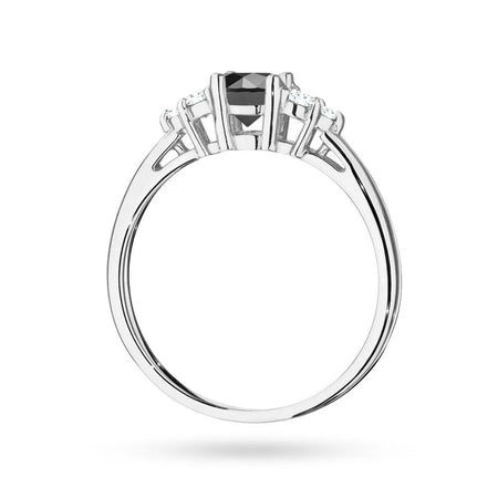 White Gold 14k(585) ring with 0,50ct black diamond with 6 diamonds. Perfect for a gift.