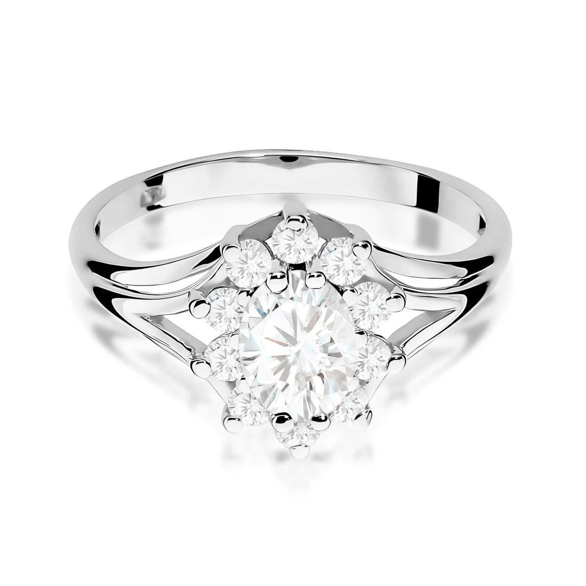 Prsten z bílého zlata 14k(585) s laboratorně vypěstovanými diamanty o hmotnosti 0,70 ct a 0,30 ct. Ideální jako dárek.