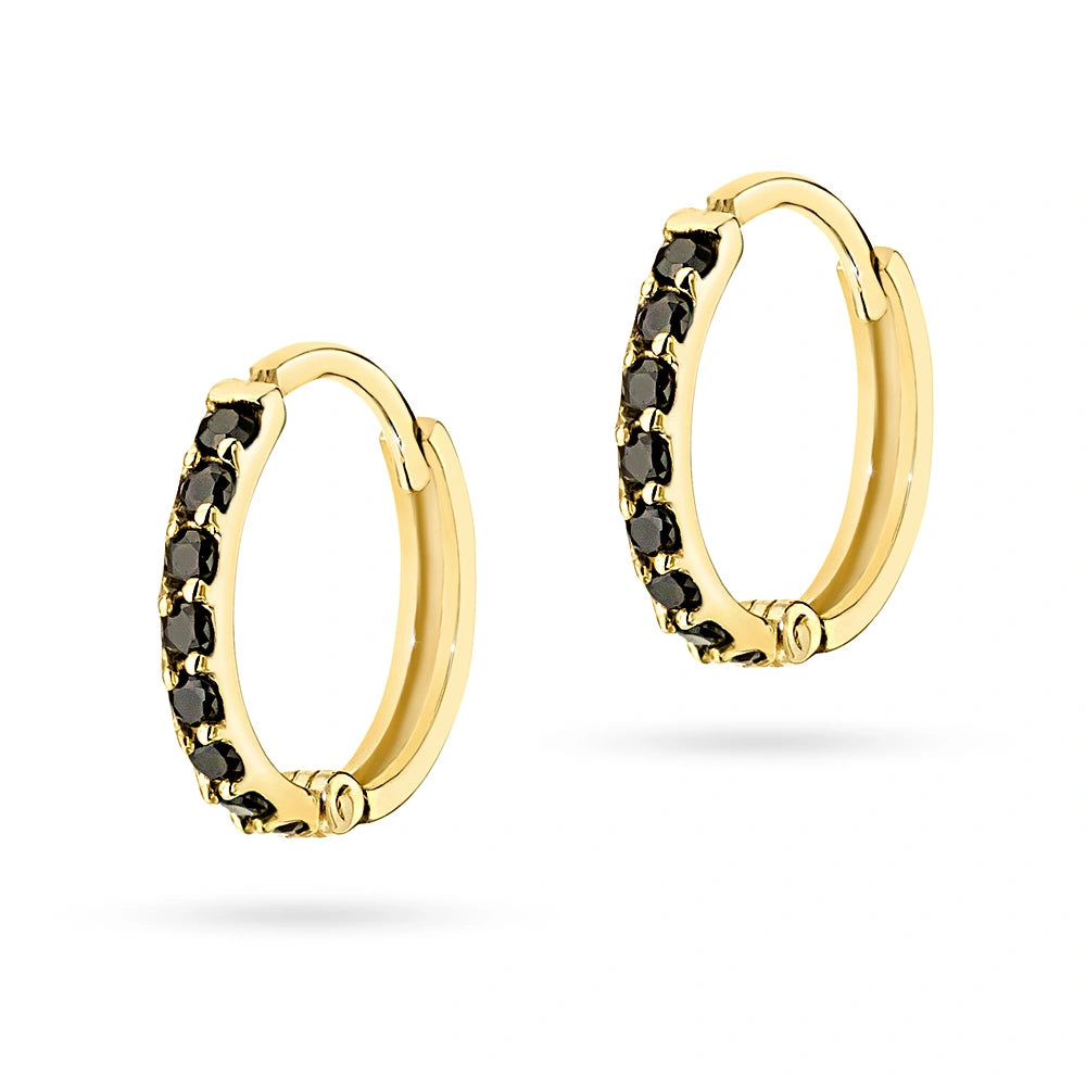 14k Gold (585) Creole Earrings | Classic Hoop with Zirconia | Elegant Gift