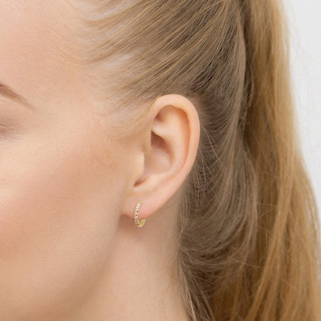 14k Gold (585) Creole Earrings | Classic Hoop with Zirconia | Elegant Gift