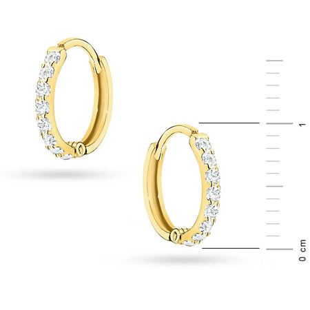 14k Gold (585) Creole Earrings | Classic Hoop with Zirconia | Elegant Gift