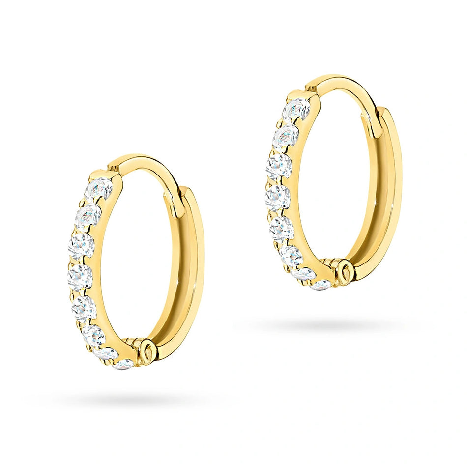 14k Gold (585) Creole Earrings | Classic Hoop with Zirconia | Elegant Gift