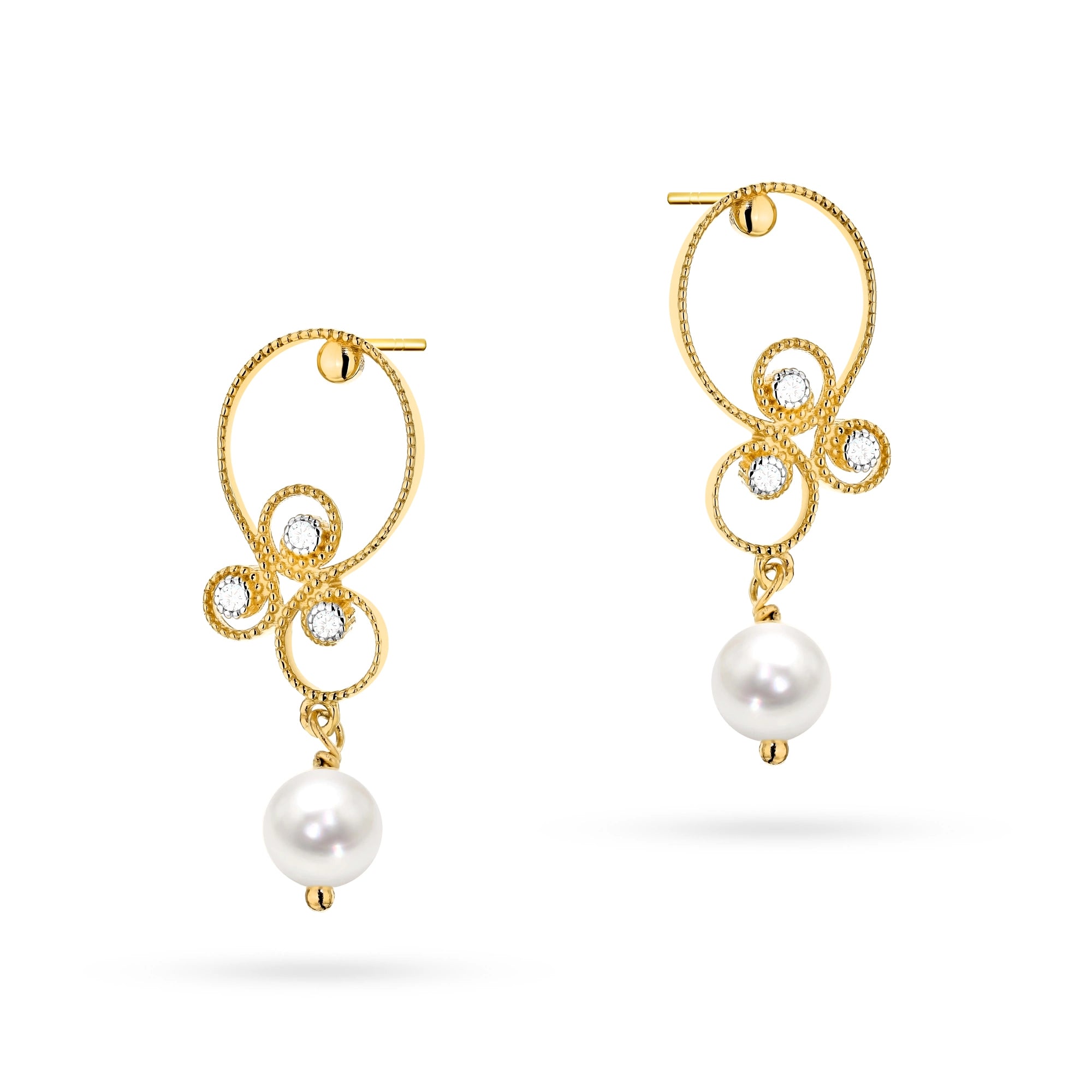 Náušnice visací ze zlata 14k(585) ve vintage stylu. Objednejte dárek pro maminku, přítelkyni nebo snoubenku.