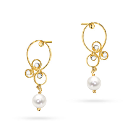 Náušnice visací ze zlata 14k(585) ve vintage stylu. Objednejte dárek pro maminku, přítelkyni nebo snoubenku.