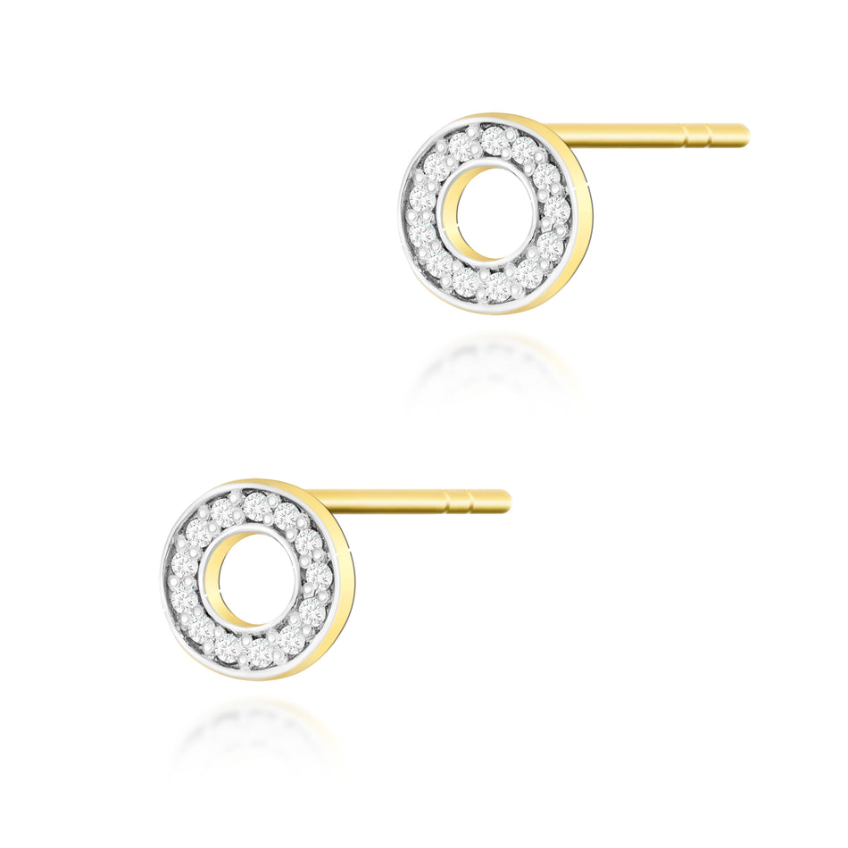 Gold Earrings with 0.13 ct Diamonds | 585 (14k) Gold Stud Earrings