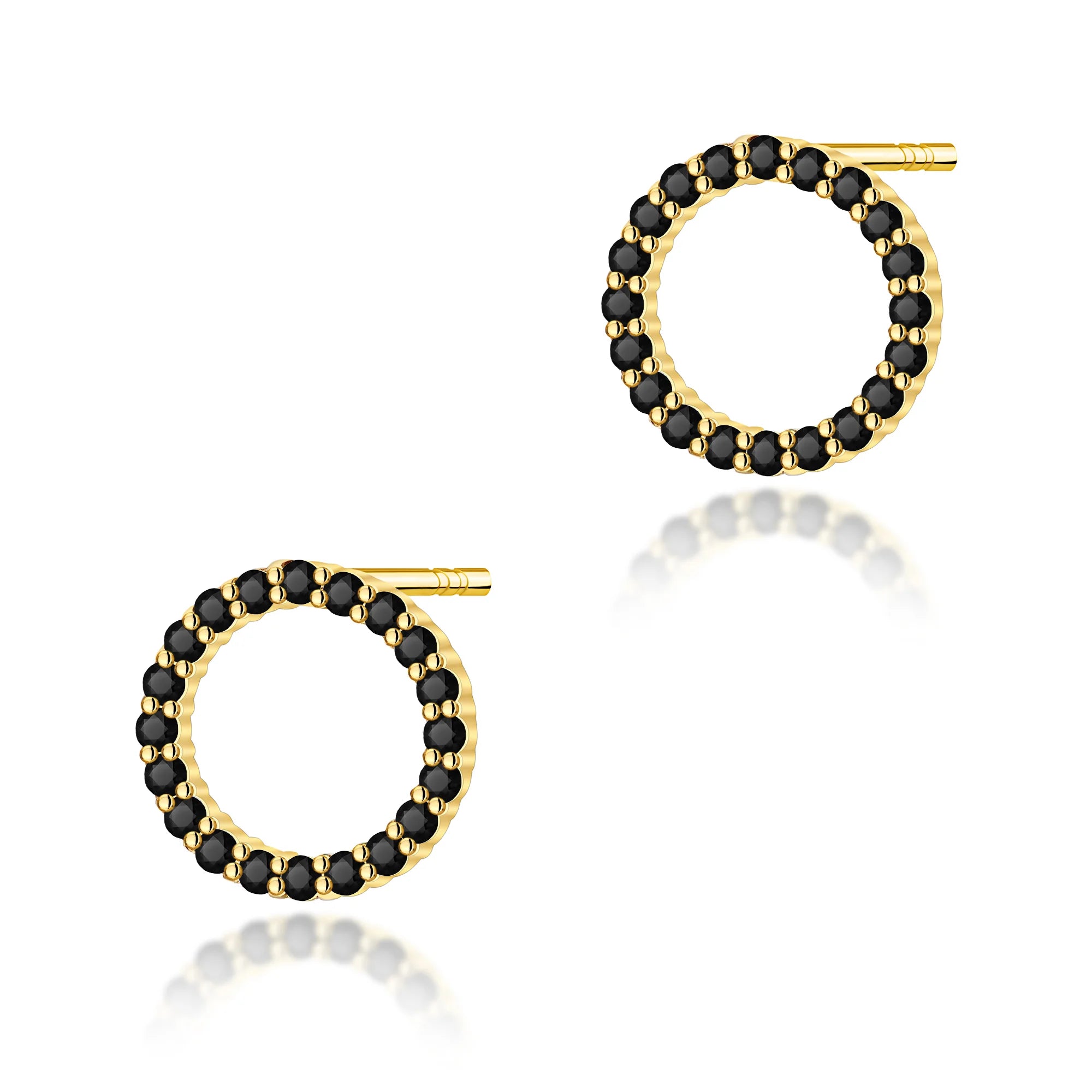 14k (585) Gold Earrings | 40 x 0.005 ct Black Diamonds | GREMARI Jewelry
