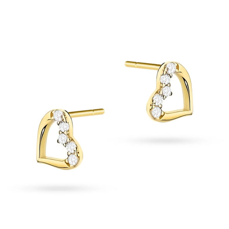 14-carat gold earrings with zirconia are excellent choice as a gift. Gold earrings come with a jewelry tag showing the fineness.