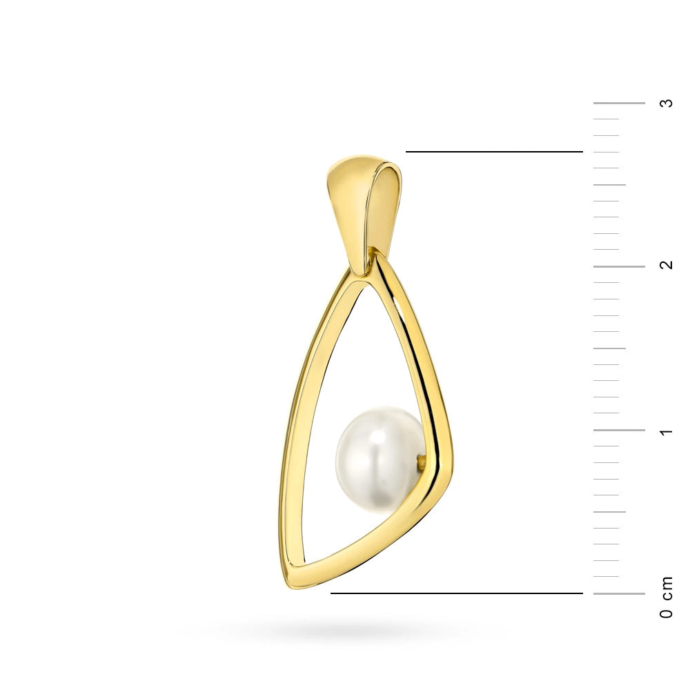 Přívěsek z 14k zlata (585) | Geometrický design a perla | Šperky GREMARI