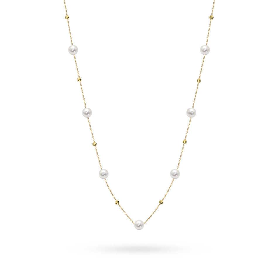 Gold 14k(585) necklace with pearl in vintage style. Order a gift for mother, girlfriend or fiancee.