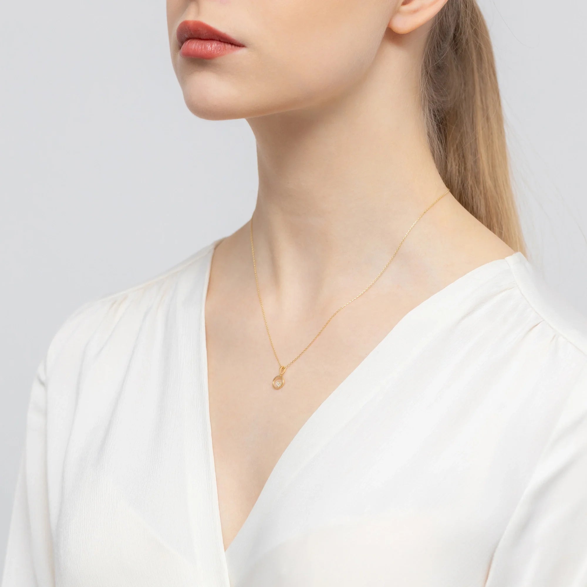 14k Gold (585) Necklace | Heart Shaped Pendant & Zirconia | GREMARI Jewelry