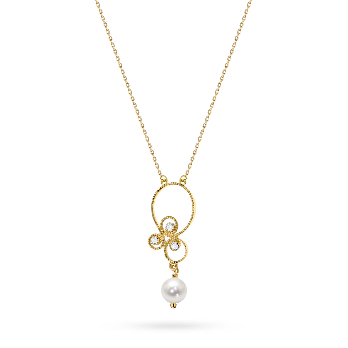 Náhrdelník ze zlata 14k(585) s perlou ve vintage stylu. Objednejte dárek pro maminku, přítelkyni nebo snoubenku.