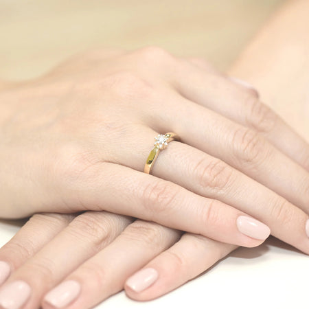 14k Gold (585) Ring | 0.10ct & 0.052ct Diamonds | GREMARI Jewelry