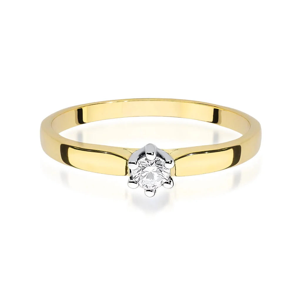 Zásnubní prsten ze 14karátového zlata s diamantem | 0,15ct briliantový diamant | Elegantní šperk pro ženy jako dárek