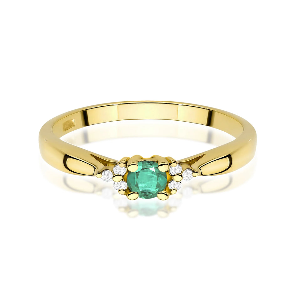 14k (585) Gold Rings | 0.15ct Emerald and 0.03ct Diamonds | GREMARI Jewelry
