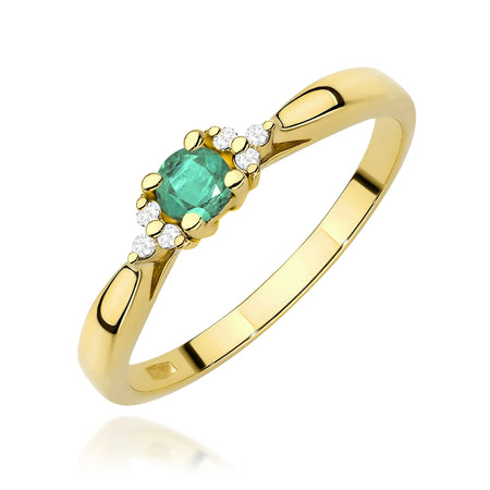 14k (585) Gold Rings | 0.15ct Emerald and 0.03ct Diamonds | GREMARI Jewelry
