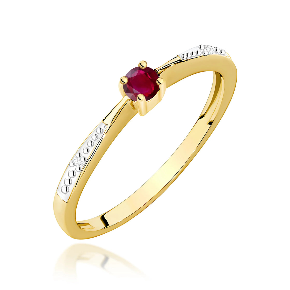 14K (585) Gold Ring | 0.15ct Ruby and 0.01ct Diamonds | GREMARI Jewelry