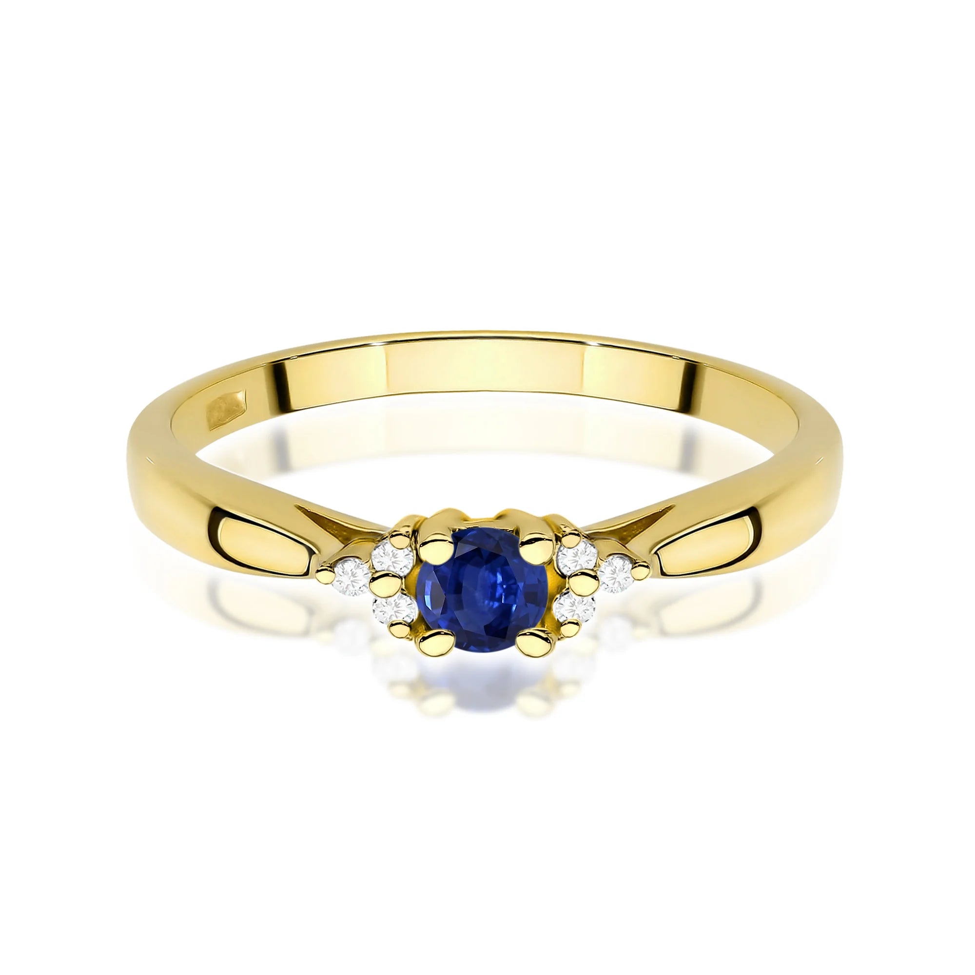 14k (585) Gold Rings | 0.15ct Sapphire and 0.03ct Diamonds | GREMARI Jewelry
