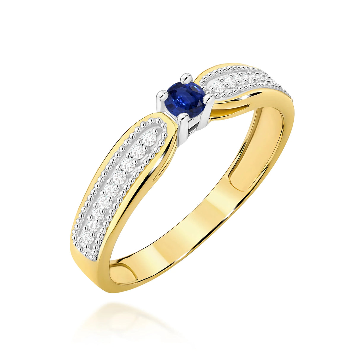 14k (585) Gold Rings | 0.15ct Sapphire and 0.09ct Diamonds | GREMARI Jewelry
