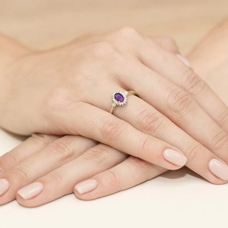 14K (585) Gold Ring | 0.40ct Amethyst and 0.10ct Diamonds | GREMARI Jewelry