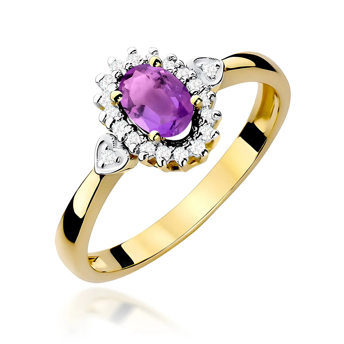 14K (585) Gold Ring | 0.40ct Amethyst and 0.10ct Diamonds | GREMARI Jewelry