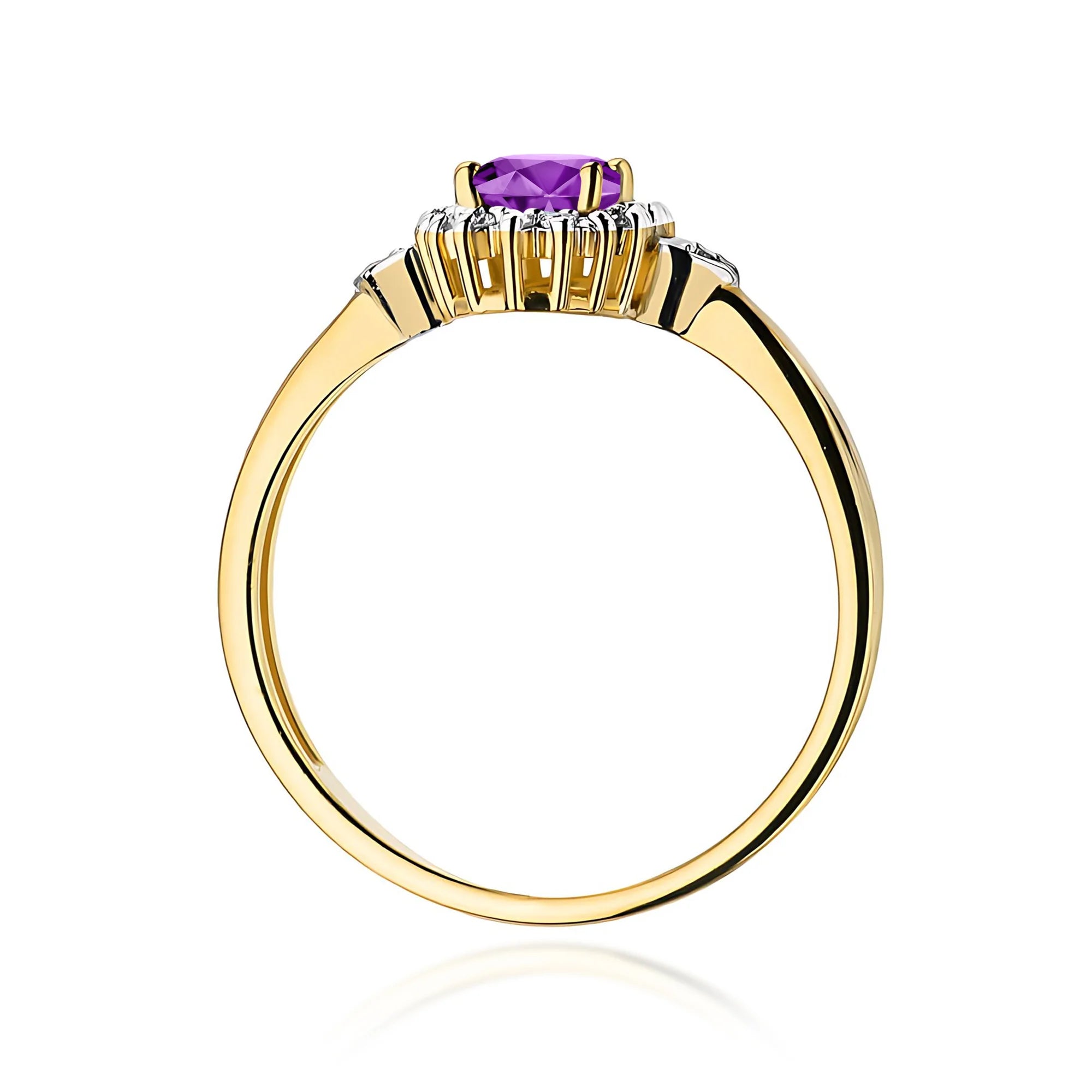 14K (585) Gold Ring | 0.40ct Amethyst and 0.10ct Diamonds | GREMARI Jewelry
