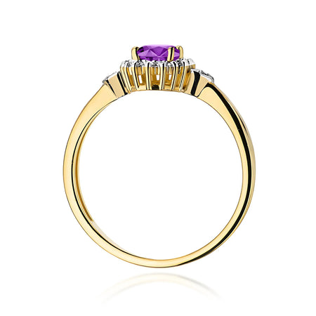 14K (585) Gold Ring | 0.40ct Amethyst and 0.10ct Diamonds | GREMARI Jewelry