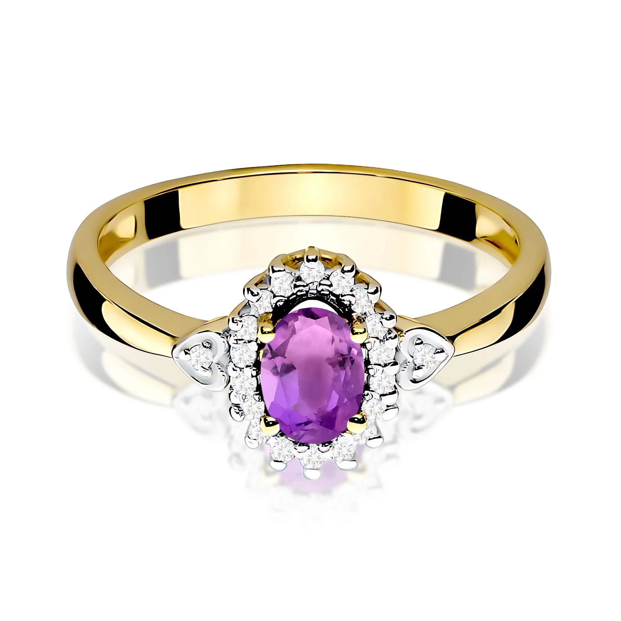 14K (585) Gold Ring | 0.40ct Amethyst and 0.10ct Diamonds | GREMARI Jewelry